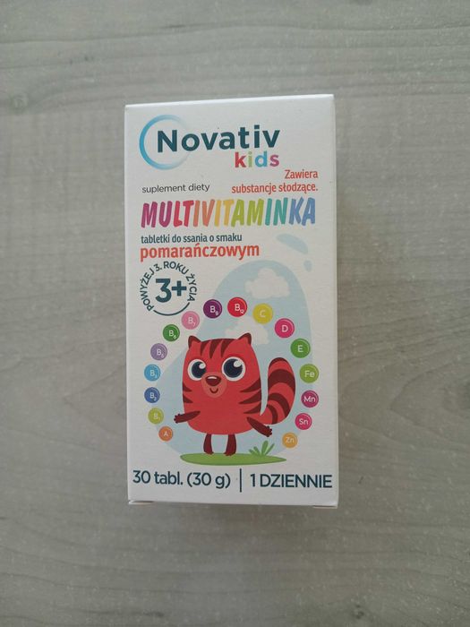 Novativ Kids Multivitaminka, 30 tabl do ssania o smaku pomarańczowym