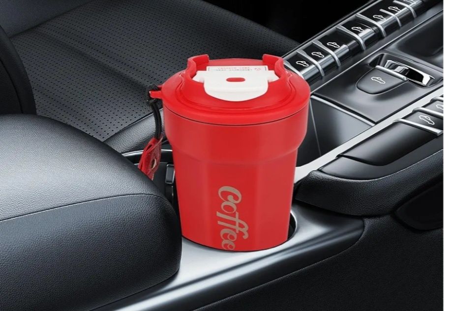 Kubek termiczny do kawy, do samochodu. Czerwony