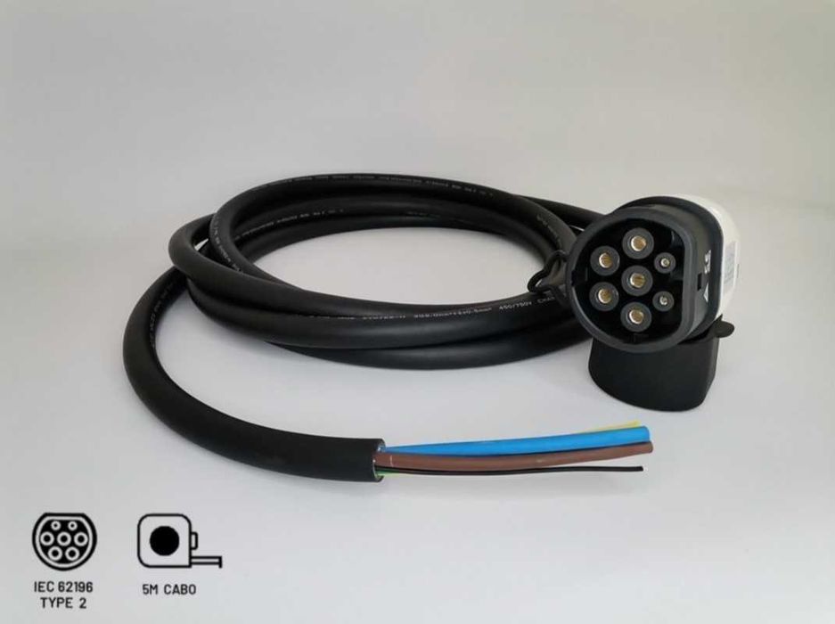 CABO 32A C/ FICHA MENNEKES TYPE 2 (1/3 FASES) P/ ELÉCTRICOS/HÍBRIDOS