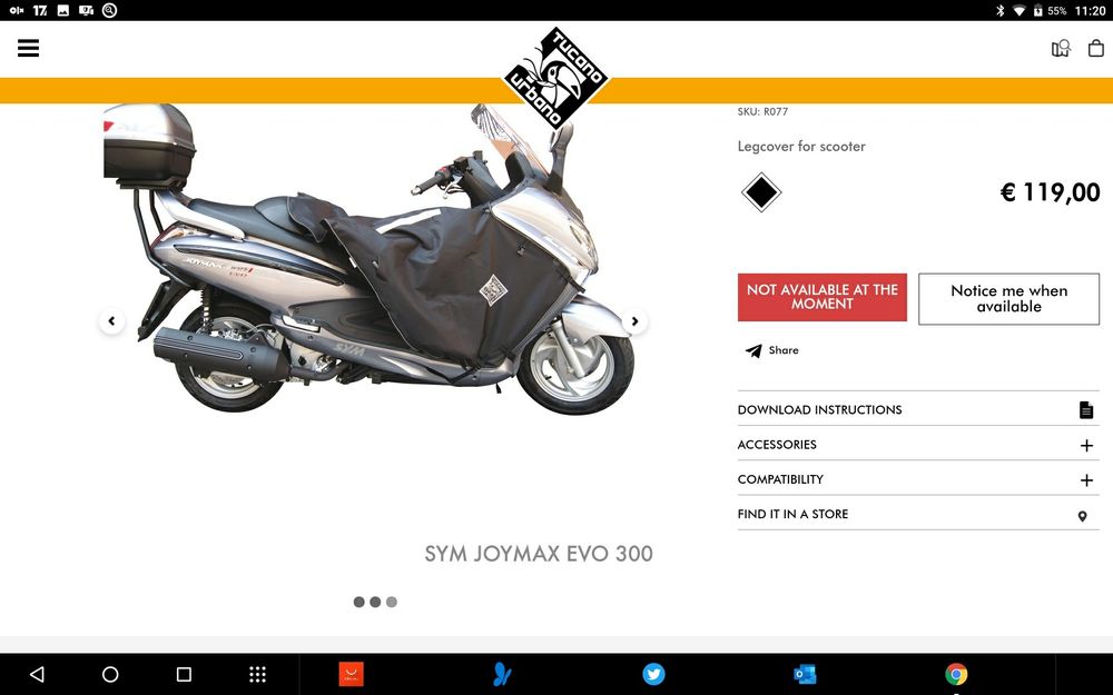 manta tucano urbano R-077 Sym joymax 125 250/evo 300/RV