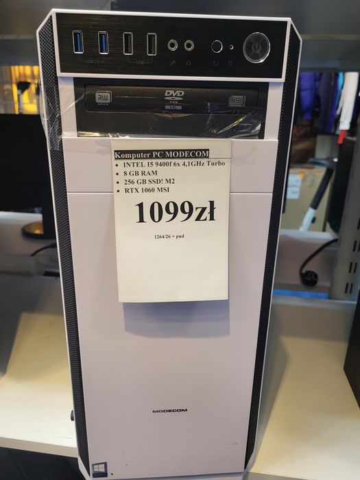 Komputer Gamingowy Stacionarny  I5 9400 256M2 ssd MSI Gtx1060 8GB RAM Komis