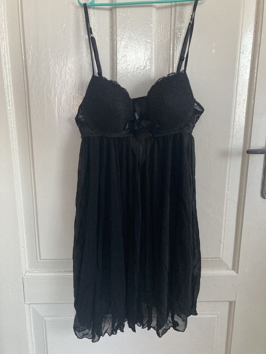 Czarna koszula nocna walentynki