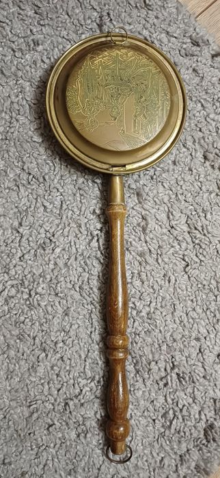 Винтажная латунная грелка для кровати, также известная как грелка-сков