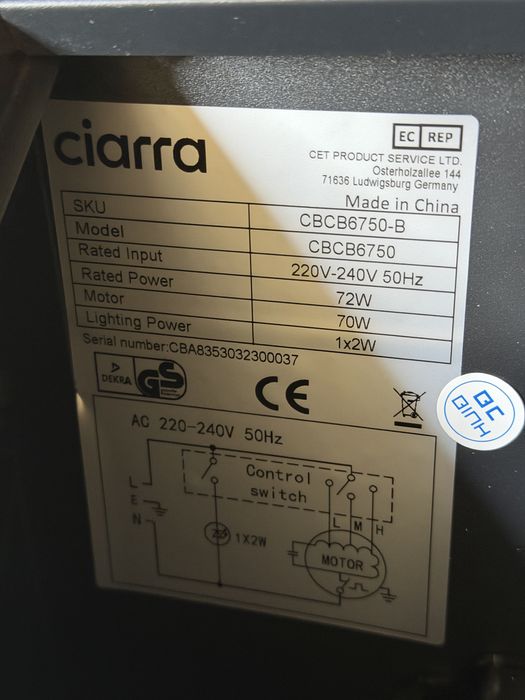 Витяжка настінна похила CIARRA CBCB6750 - B    60 см
