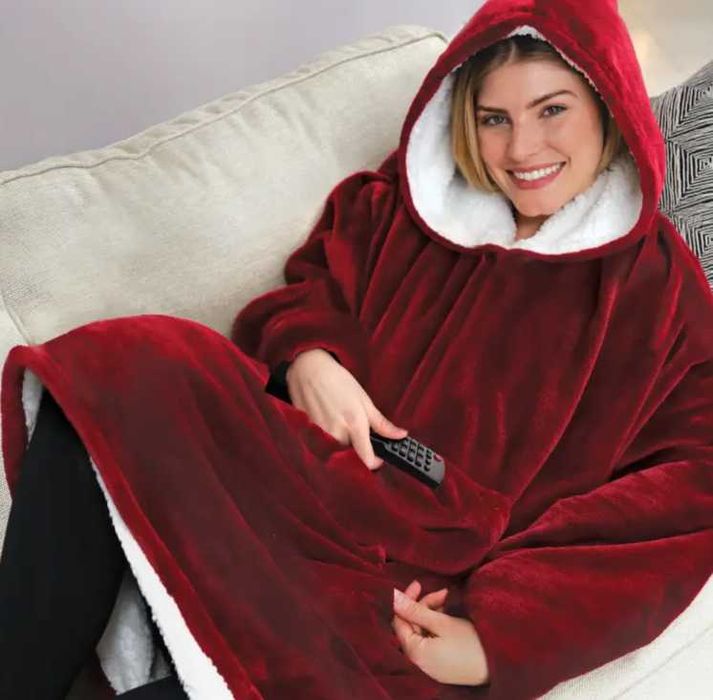 Толстовка-плед с капюшоном Huggle Hoodie Синий, Бордовый, Черный, худи