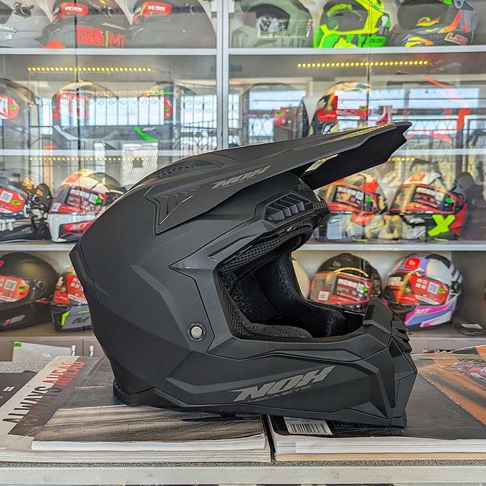 Мото шолом ендуро кросовий під окуляри NOX N634 Matt Black на мотоцикл