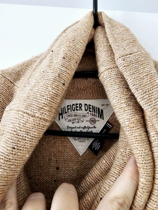 Beżowy sweter Tommy Hilfiger m 38 sweter z golfem m