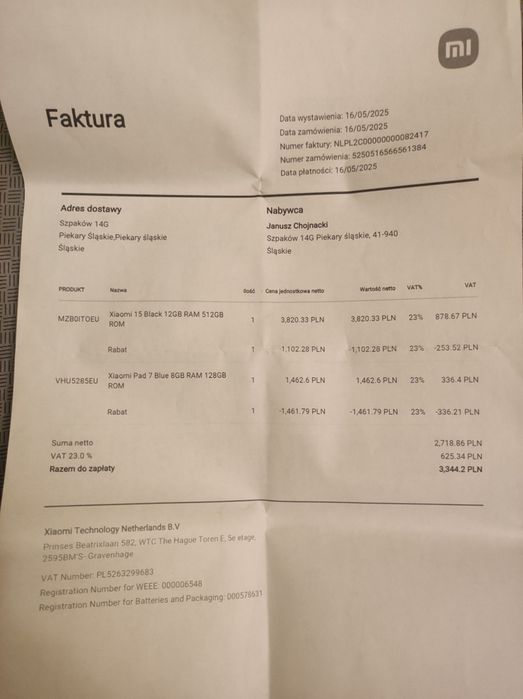 Xiaomi czarny 15 ,12/512 GB