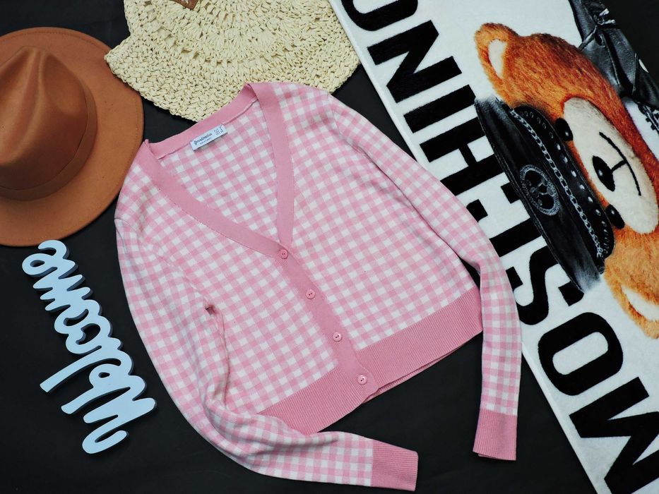 Stradivarius sweterek cukierkowy róż krateczka S