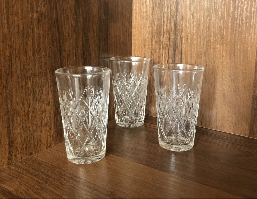 Хрустальные стопки, стаканчики, 6 шт, солонка