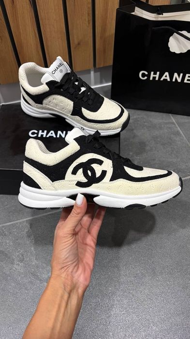ПРЕМІУМ ‼️Chanel Runners Black and White VIP , кросівки Chanel жіночі