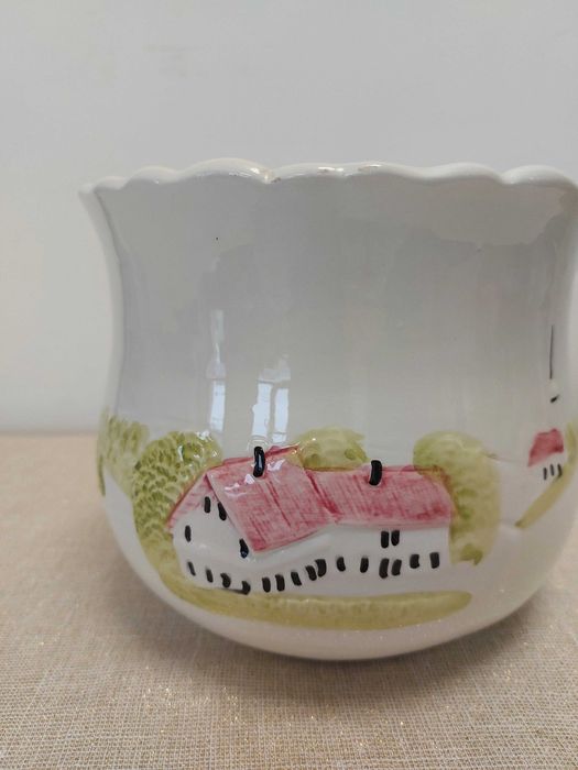 Urocza włoska osłonka doniczka ręcznie malowana