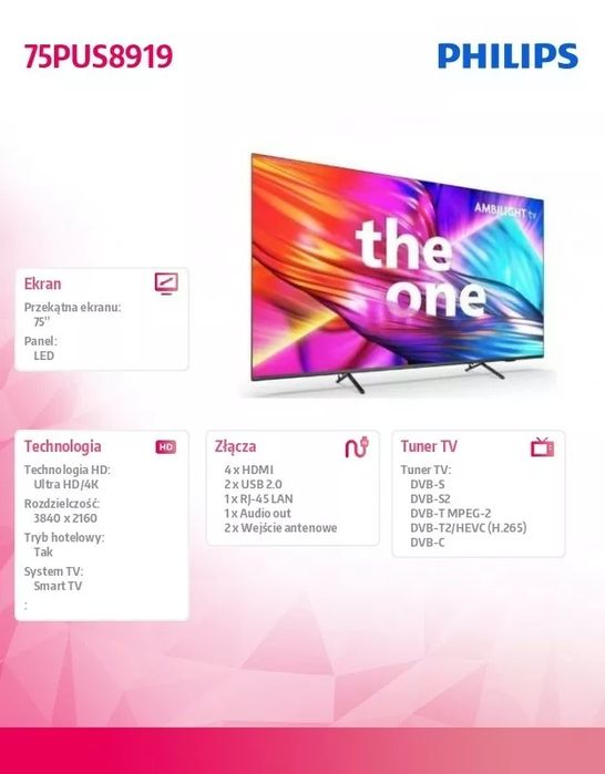 Philips 75pus8919 - części