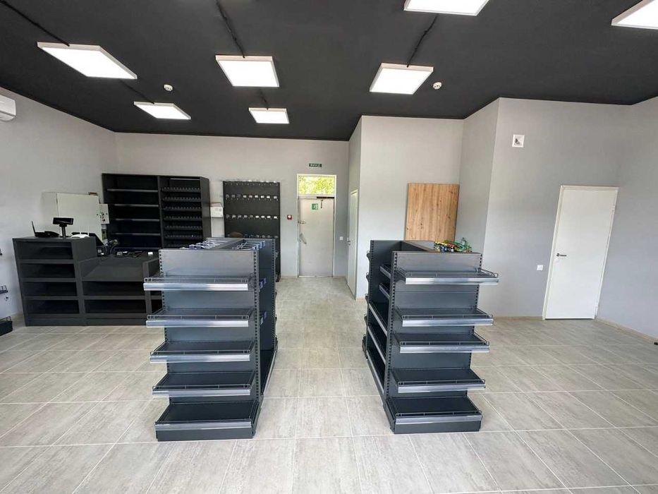 Торгове обладнання для магазину. Стелажі, холодильники, касові бокси