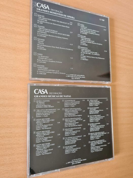 2 CDs audio com música de Mozart, Wagner, Gounod, Verdi, Bellini, etc.