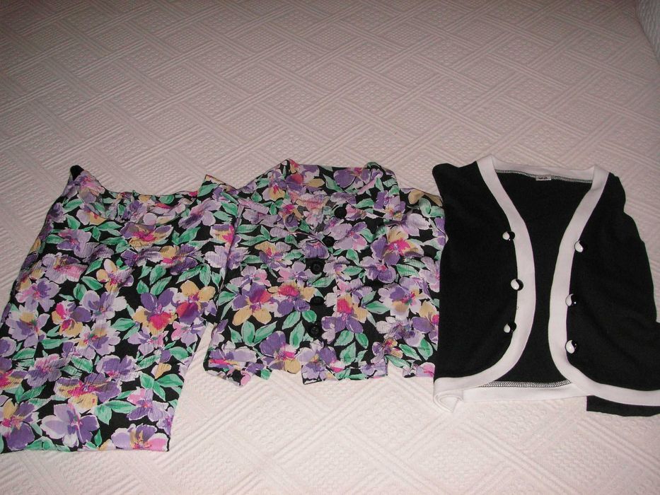 Vestido Crepon e Casaquinhas de Crepon e Algodão