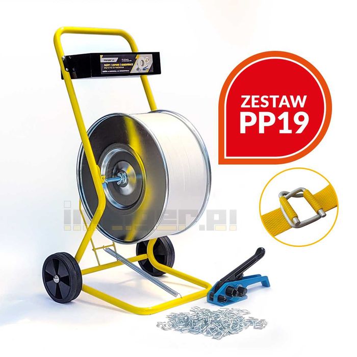 ZESTAW do pakowania BANDOWNICA taśma PP 19mm napinacz H21 wózek spinki
