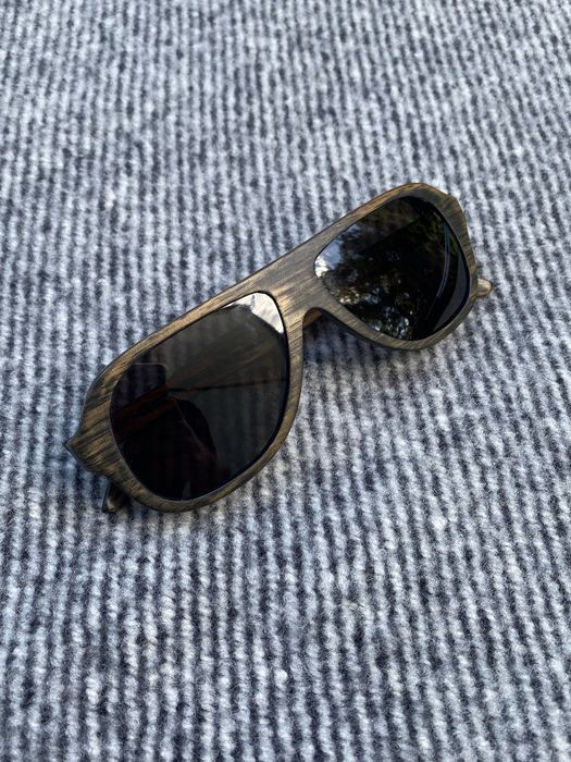 Brązowe drewniane okulary przeciwsłoneczne aviator Waiting For Ths Sun