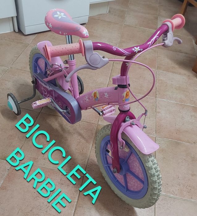 BICICLETA CRIANÇA COMO NOVA,DA BARBIE, RODA 14. Casa,Exercitar,Passeio,Quarto.