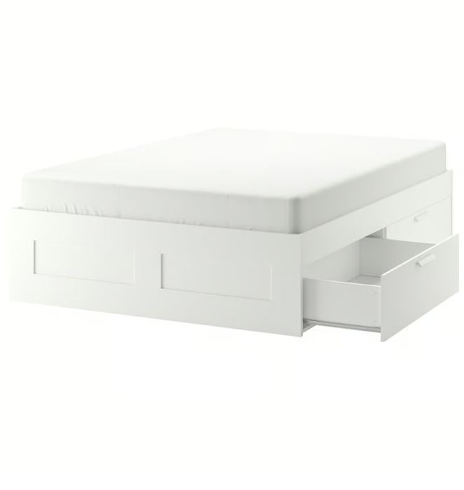 Cama BRIMNES IKEA 160x200 com arrumação – Branca c/ colchão