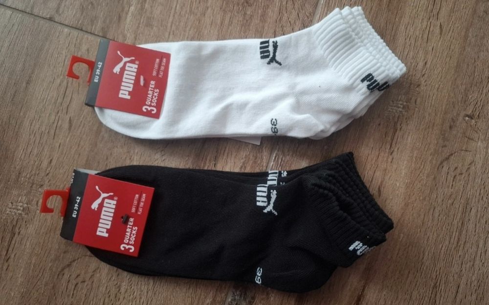 Skarpety skarpetki stopki dłuższe czarne i białe PUMA 39-42