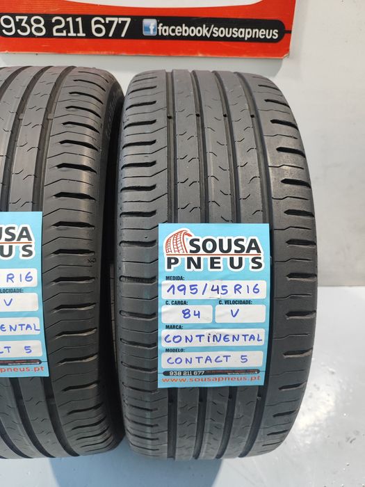 2 pneus semi novos 195-45R16 Continental - Oferta dos Portes