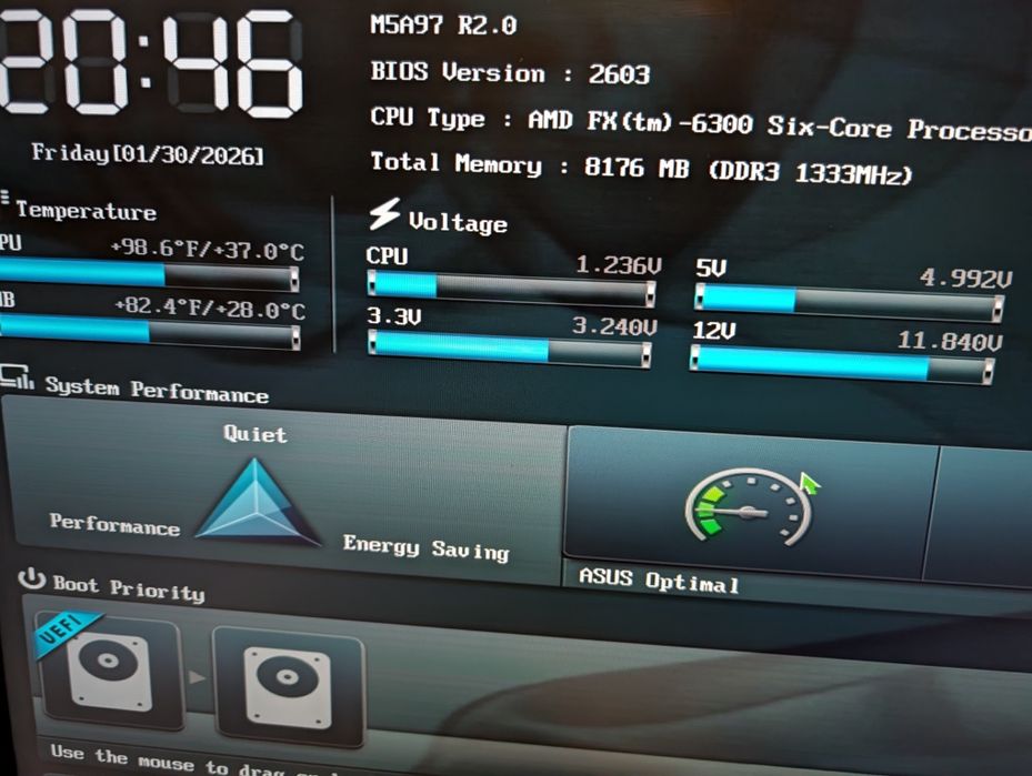 Asus m5a97 r2.0 am3 ddr 8gb ram amd fx 6300 black edition  silentumPc