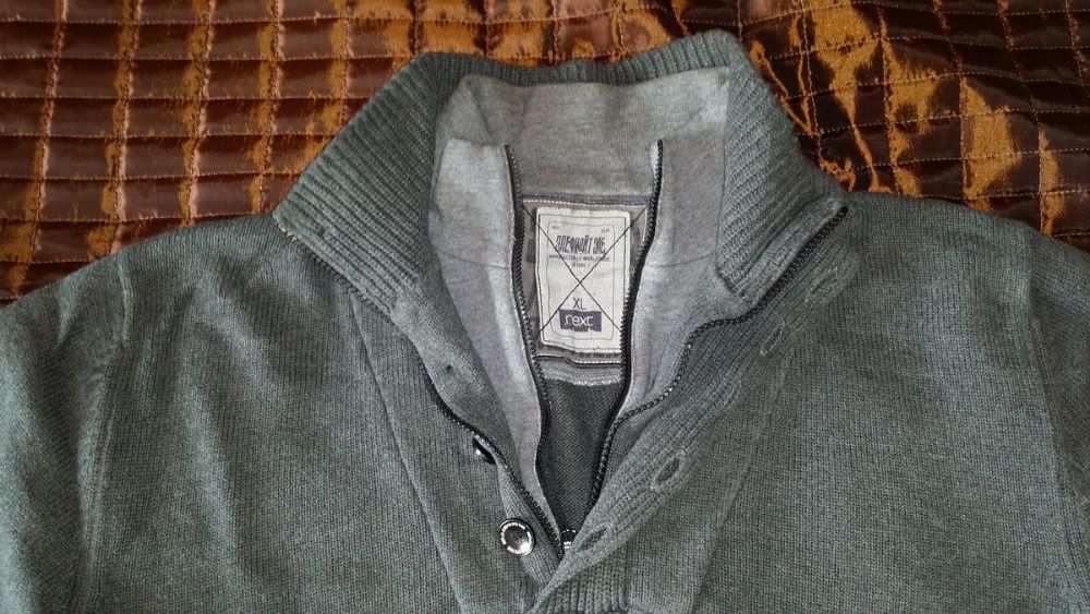 NEXT sweter szary rozpinany bawełna XL