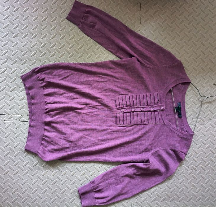 Cienki sweter fioletowy M/L wełna