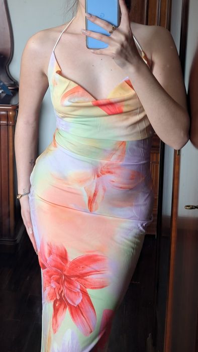 Vestido Sereia Estampado - Tamanho S