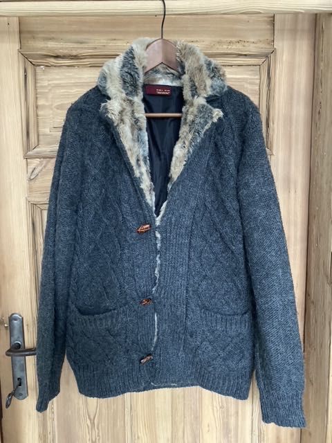 Sweter męski XL szary/ wełna+ alpaka