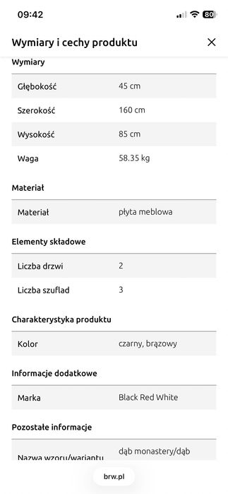 Komoda Balin 160 BRW