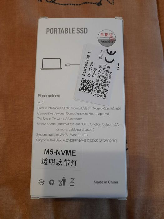 Caixa SSD NVME M.2 RGB Gabinete de disco rígido transparente