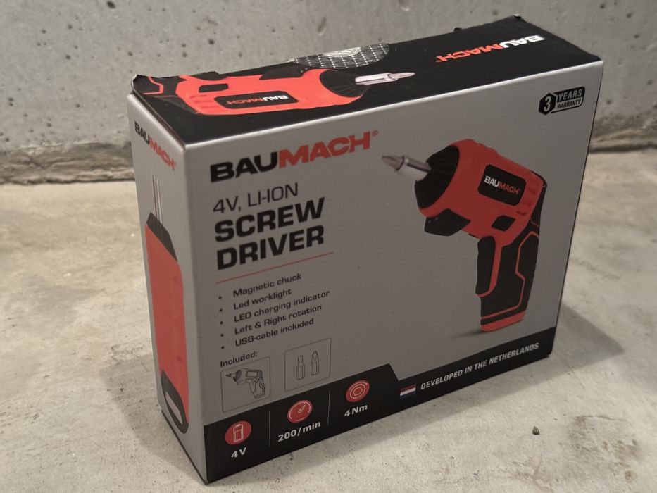 Wkrętarka akumulatorowa Baumach 4v Li-ion Srewdriver (+ bity) 3lata gw