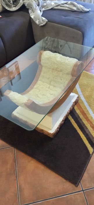 Mesa de Sala em pedra e vidro de 8mm