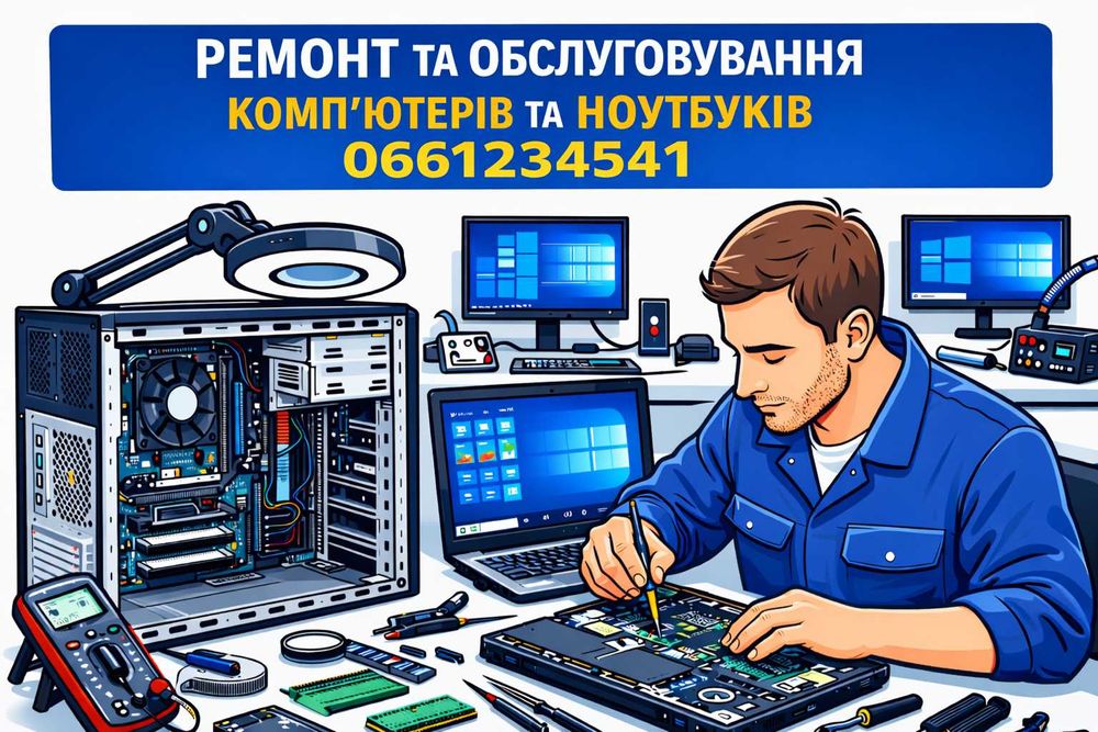Ремонт та обслуговування ПК і ноутбука. Виїзд на дім.