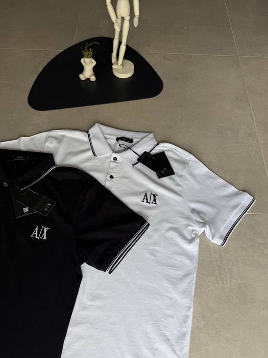 Топ Крута поло футболка Armani Exchange біла та чорна  розмір  S-XXL