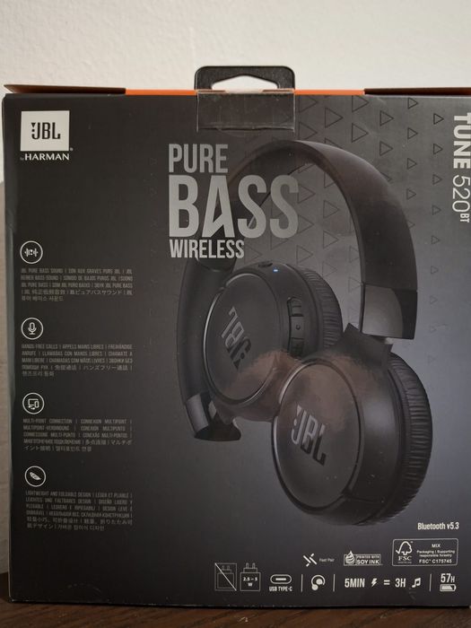 Słuchawki bezprzewodowe JBL Tune 520 BT Nauszne Bluetooth 5.3 Czarny