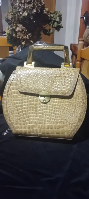 Torebka vintage Genuine Leather -Made in Italy8,skóra tłoczona