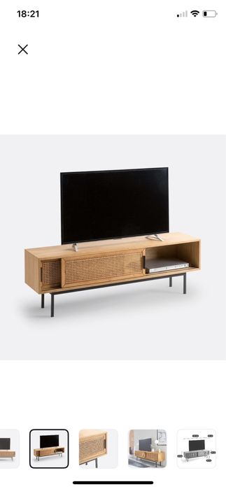 Movel de TV madeira carvalho e palhinha La Redoute 160cm