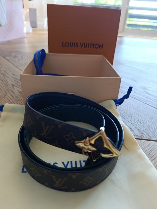 Piękny skórzany pasek Louis Vuitton nowy dwustronny