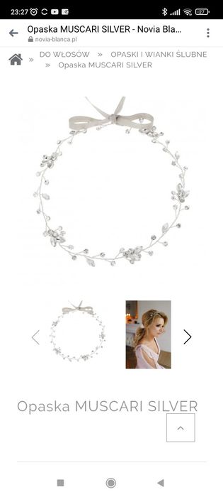 Opaska do włosów ślub wesele Novia Blancia