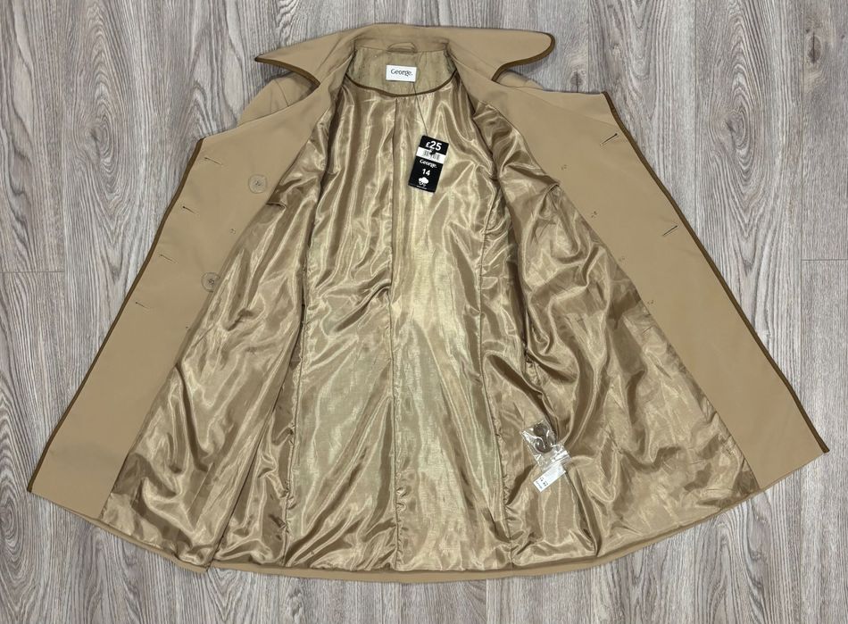 George 14 42 L Женский двубортный плащ тренч пальто l бежевый george