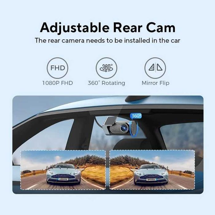 Відеореєстратор AZDOME M550 Pro Wi-Fi + задня камера+в салон для таксі