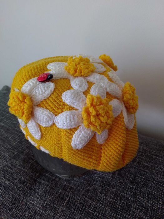 Beret czapka dla dziewczynki szydełkowe