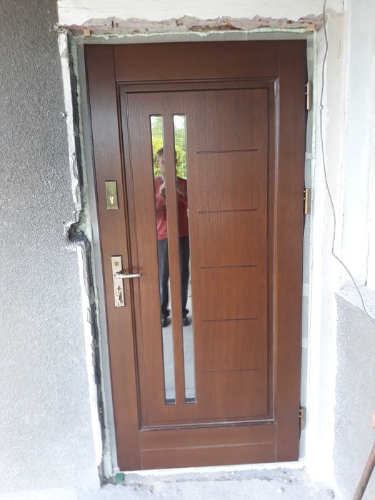 Drzwi zewnętrzne drewniane 78 orzech/antracyt!Od ręki!Czyste powietrze