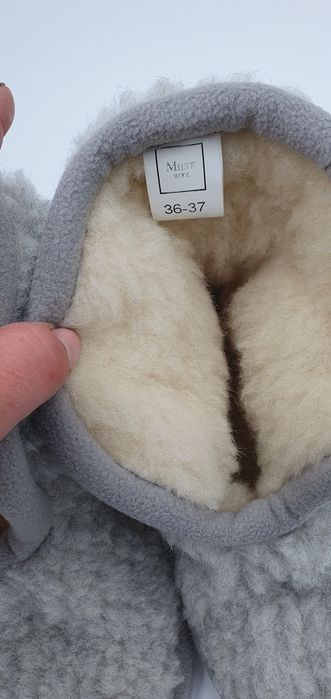 Bambosze owcza wełna wełniane ciepłe 36/37 szare