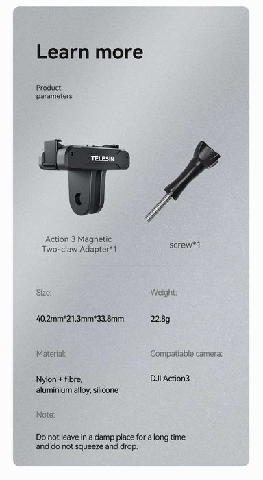 Uchwyt Mocowanie do kamery DJI OSMO Action 3 / 4 / 5 Magnetyczne
