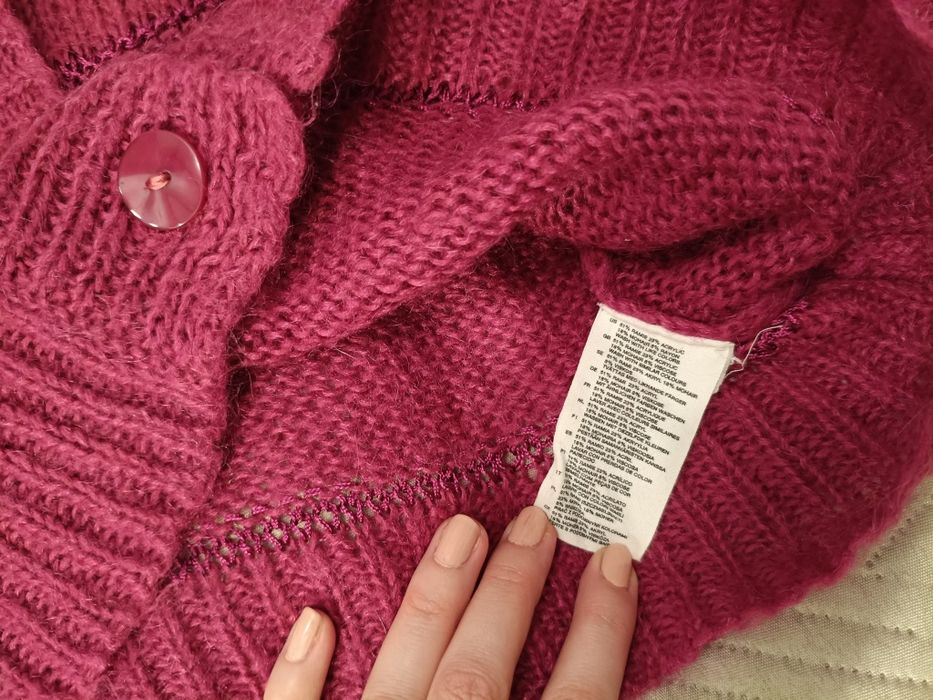 Fuksjowy kardigan sweter H&M S