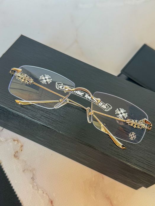 Преміальні окуляри Chrome Hearts / Очки от синего света Хром Хартс / Окуляри з логотипом Хром Хардс y2k